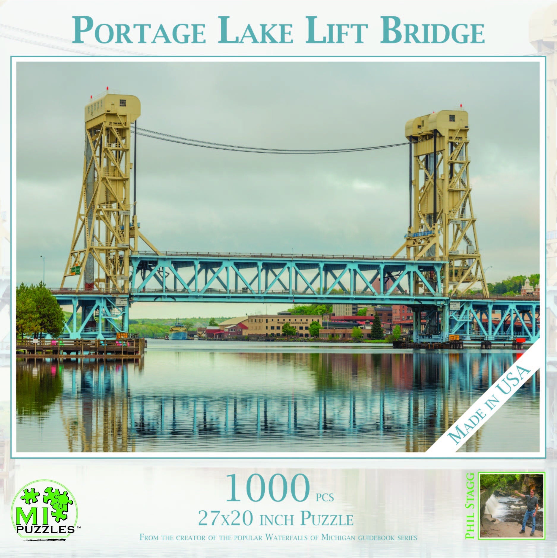 Image of Portage Lake Lift Bridge - 1000 Piece Jigsaw Puzzle - MI Puzzles by Phil Stagg Photography