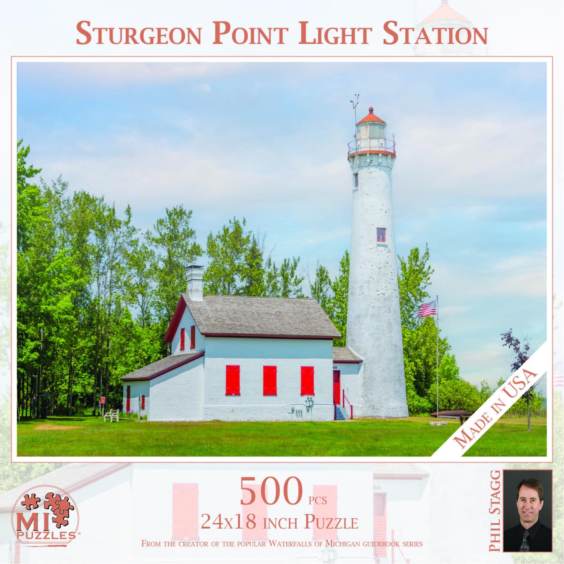 Sturgeon Point Light Station - 500 Piece Jigsaw Puzzle - MI Puzzles by Phil Stagg Photography