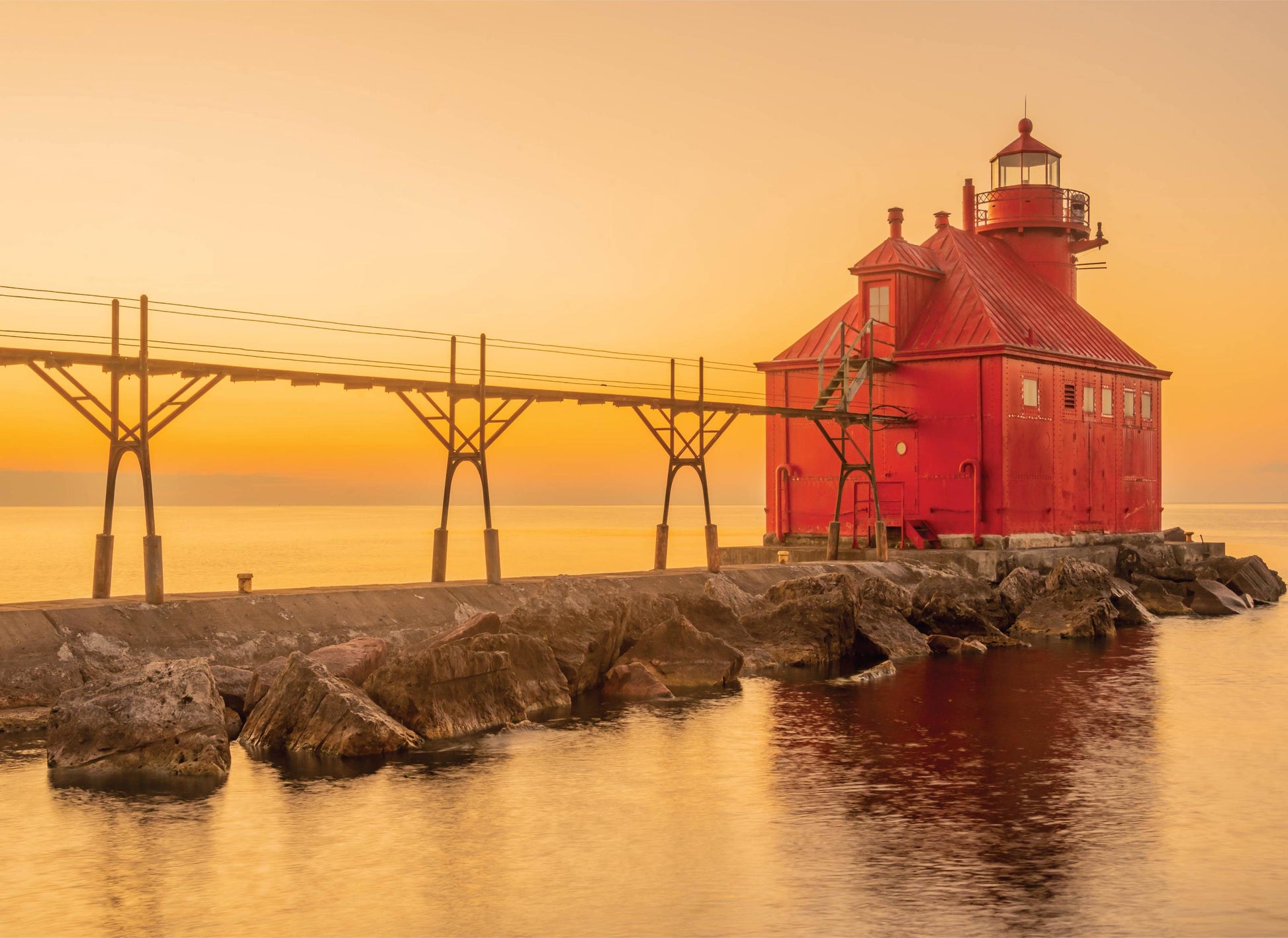 North Pier Red Light - 1000 Piece Jigsaw Puzzle - MI Puzzles by Phil Stagg Photography