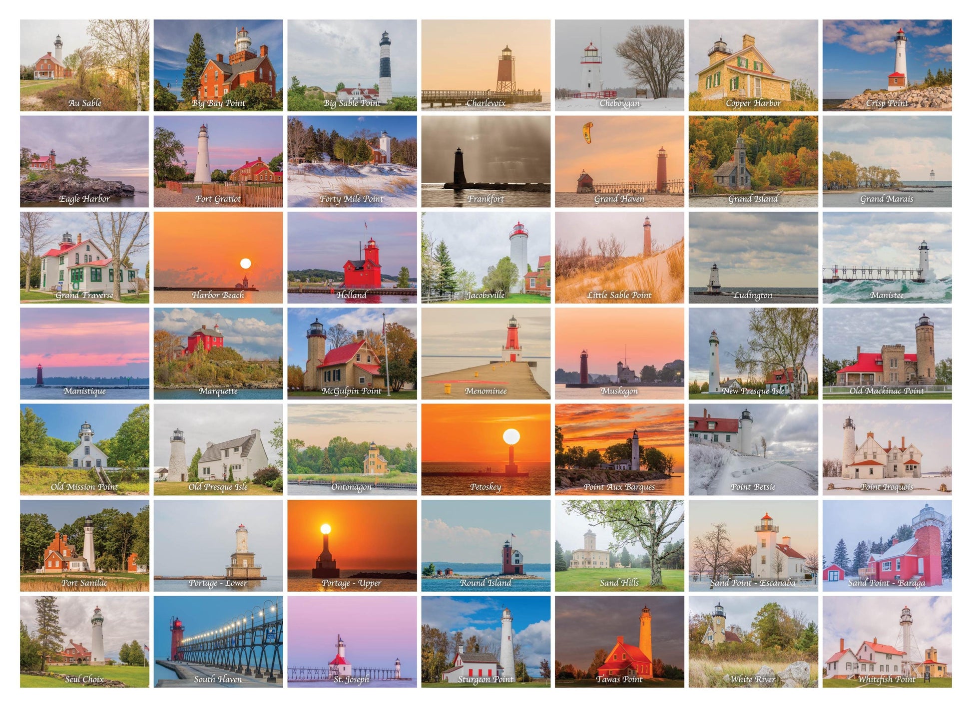 Lighthouses of Michigan - 1000 Piece Jigsaw Puzzle - MI Puzzles by Phil Stagg Photography